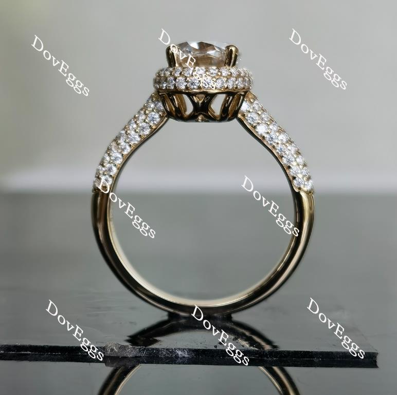 Doveggs oval pave halo moissanite engagement ring