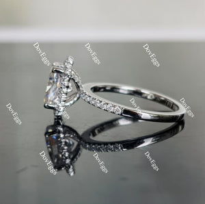 Doveggs oval flower shape half eternity pave moissanite engagement ring