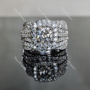 doveggs cushion halo moissanite bridal set (3 rings)