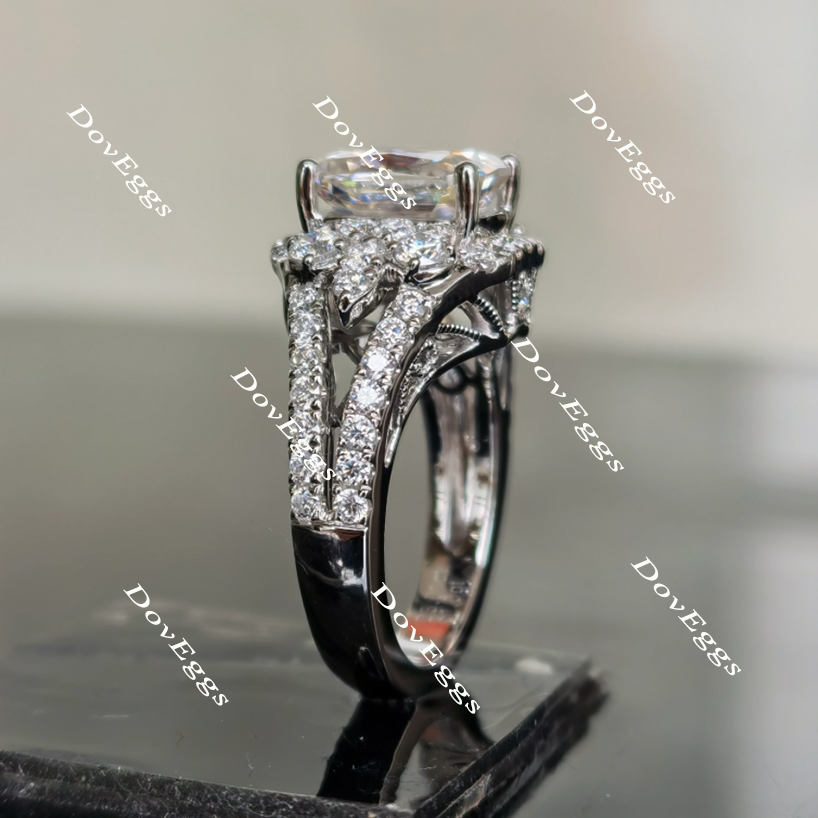 The Janet art deco radiant moissanite engagement ring