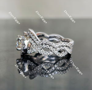 Doveggs curved band halo moissanite bridal set (2 rings: 1 e-ring+1 wedding band)