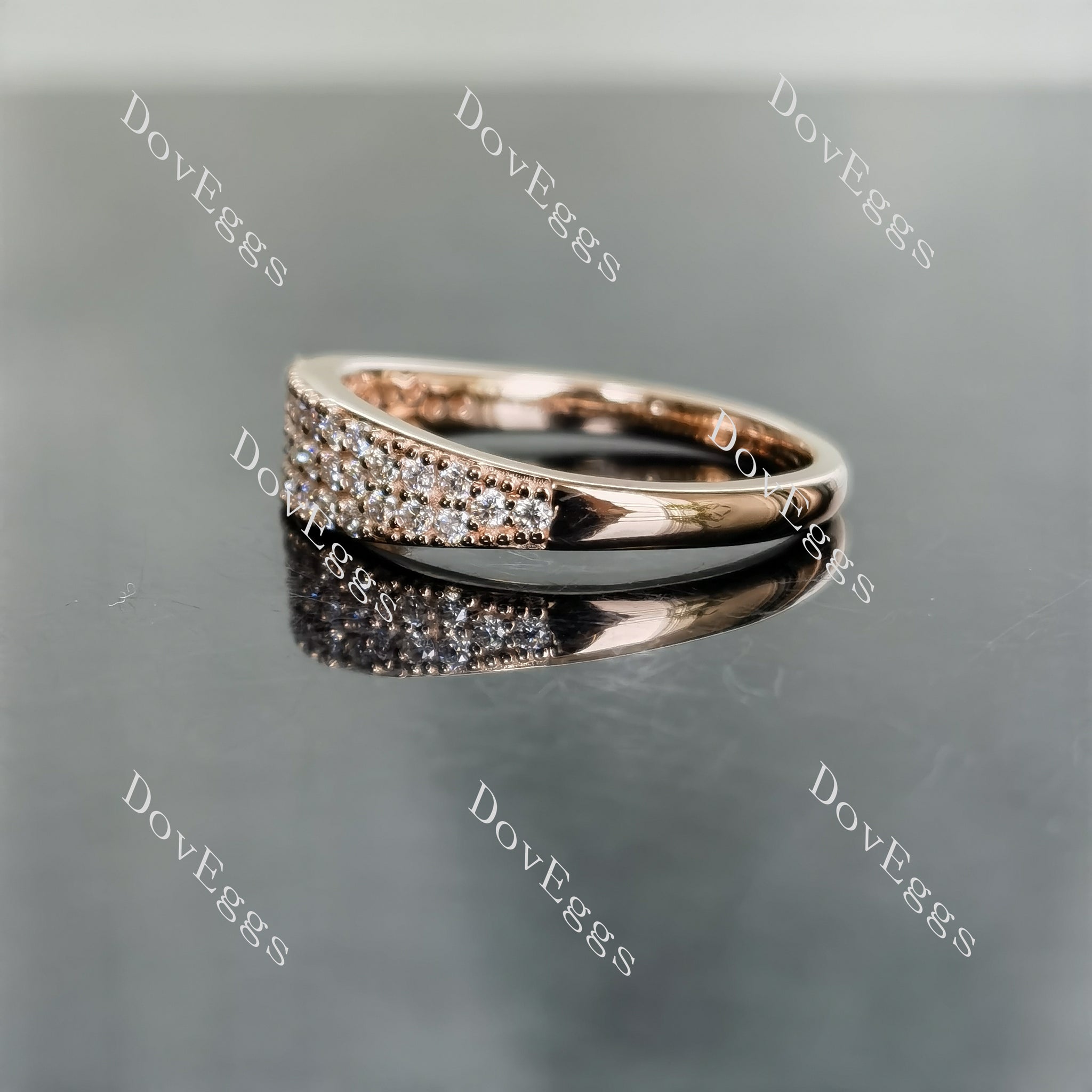 Doveggs round pave moissanite wedding band-2.0mm band width