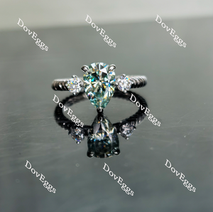 Doveggs three-stone colored moissanite/colored gem engagement ring