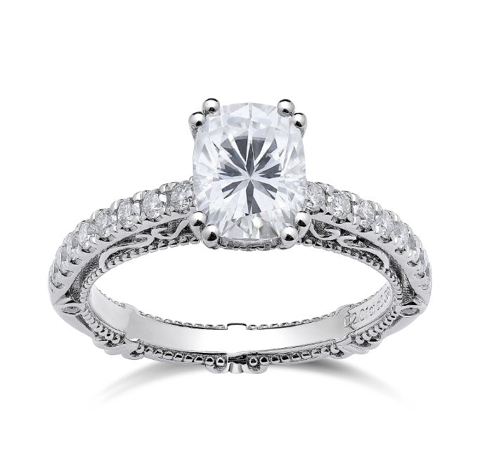 DovEggs Cushion Vintage/Antique Moissanite Engagement Ring