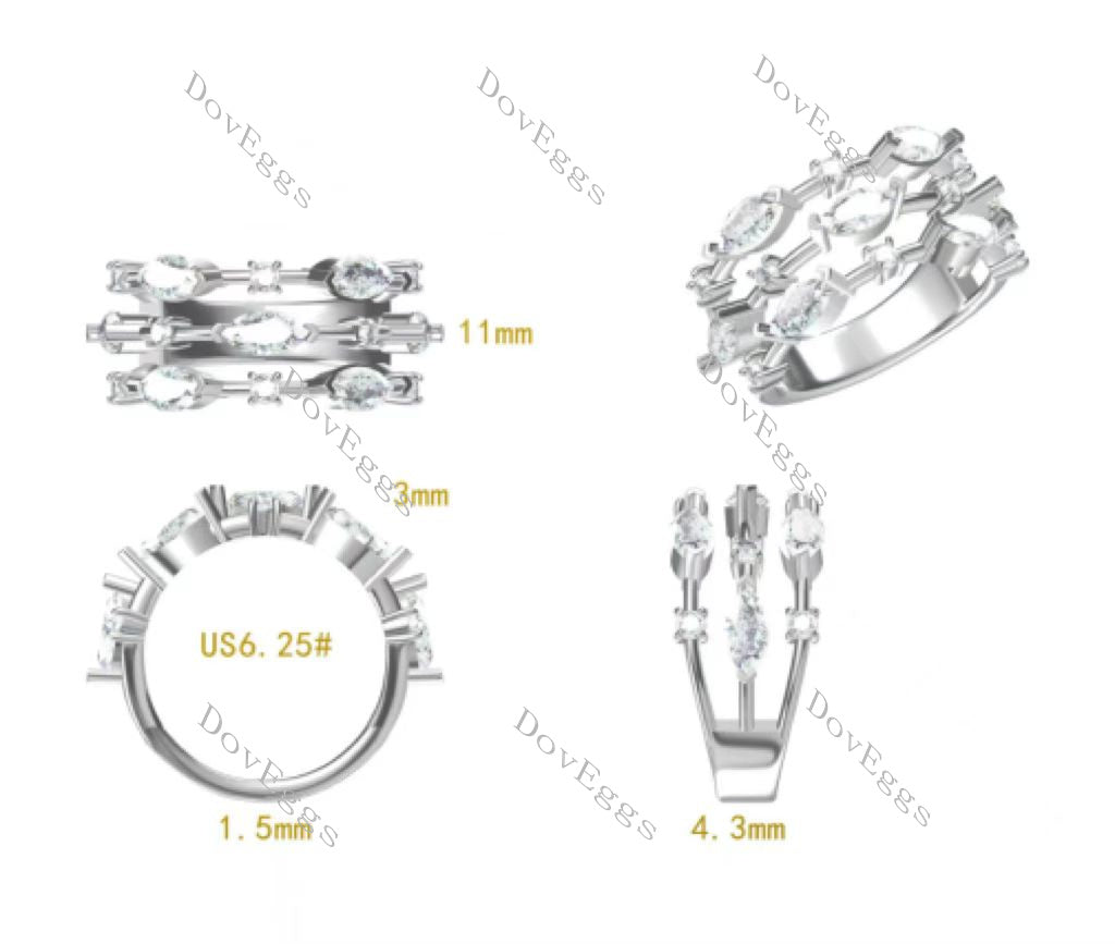 Doveggs round pear split shank moissanite/lab grown diamond wedding band-4.3mm band width