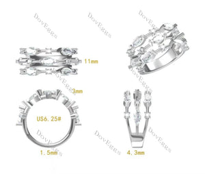 Doveggs round pear split shank moissanite/lab grown diamond wedding band-4.3mm band width