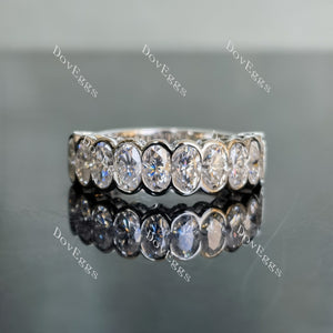 Harmony oval bezel 10 stones moissanite wedding band-3.5mm band width