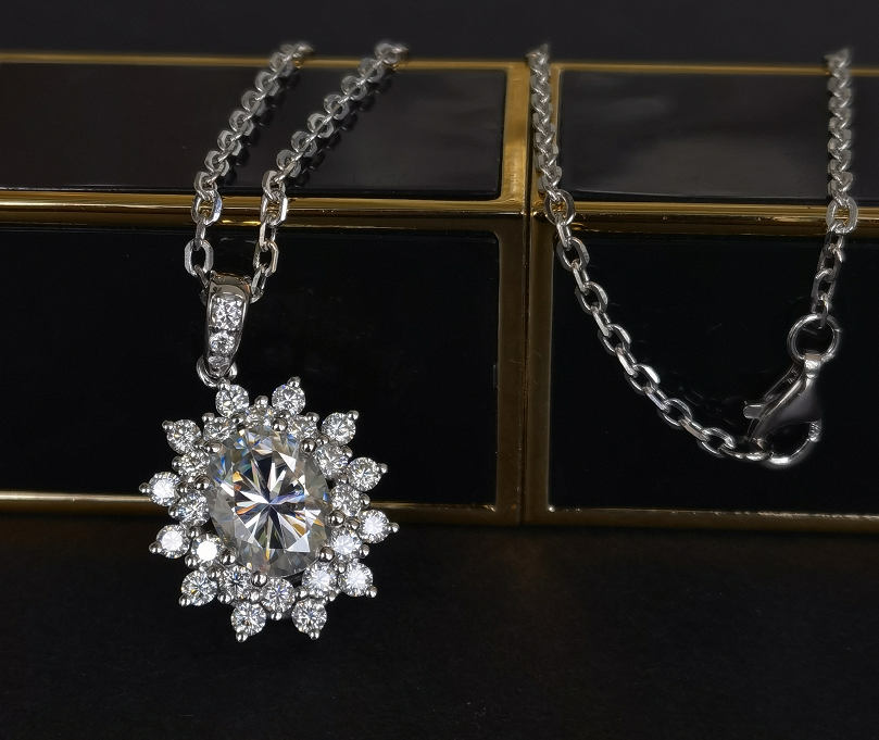 oval moissanite pendant necklace