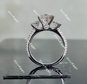 Doveggs pave three-stone moissanite engagement ring