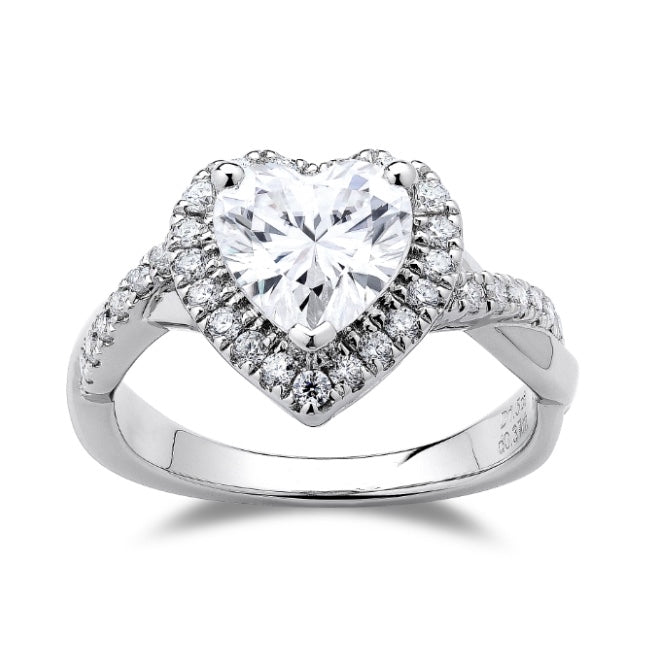 DovEggs halo heart moissanite ring curved moissanite ring/lab diamond ring
