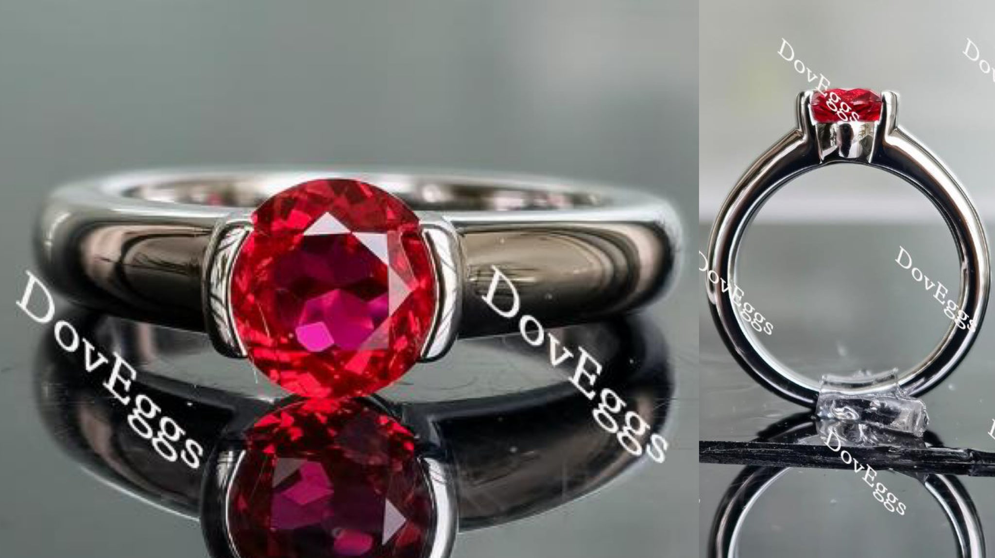 Doveggs round solitaire vivid pegion blood ruby colored gem engagement ring