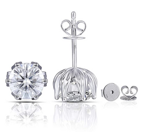 doveggs moissanite 2 carat g-h color round moissanite sterling silver stud earring