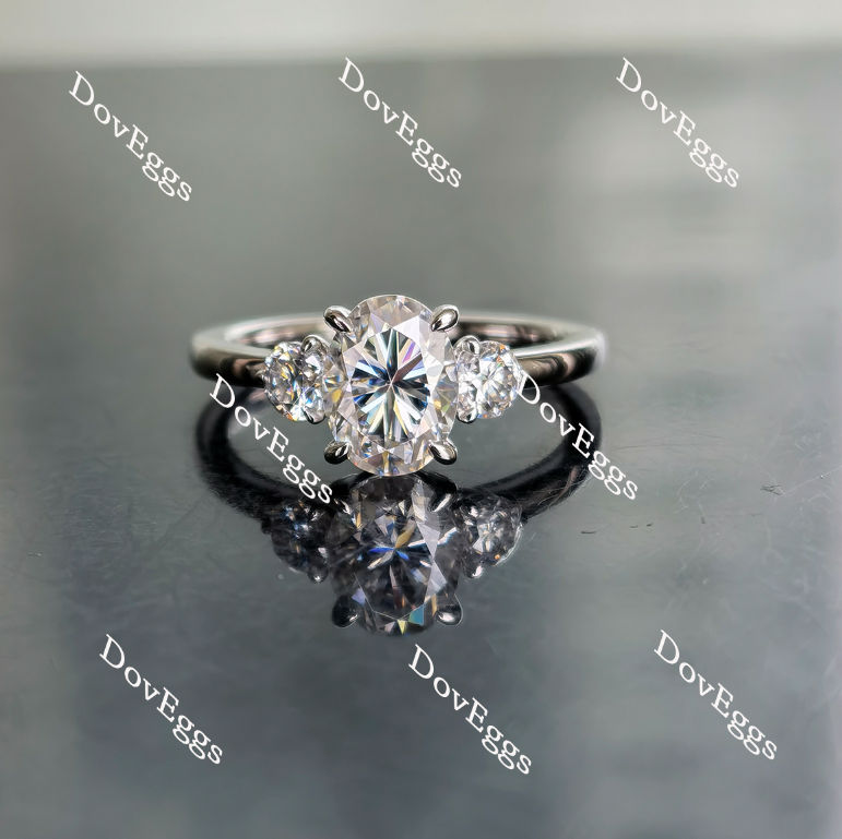 three-stone moissanite engagement ring