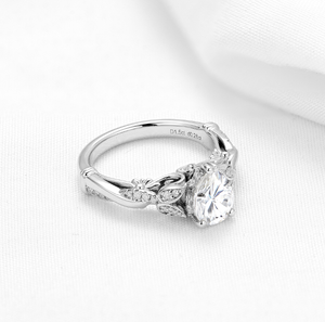 doveggs sterling silver 1.5 carat pear vintage moissanite ring