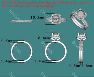 doveggs round half eternity pave moissanite bridal set (2 rings)
