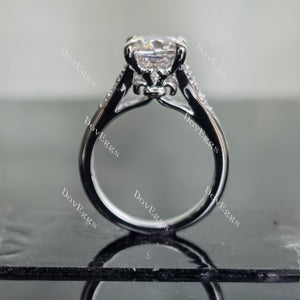 Doveggs pave art deco moissanite/colored gem engagement ring for women