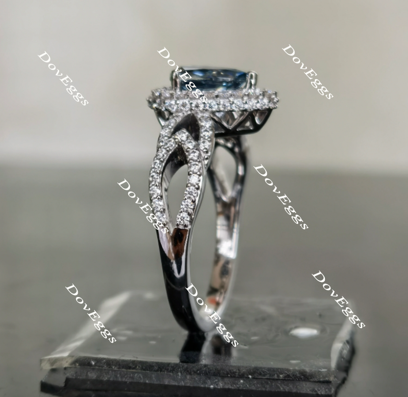 Sassanach pear pave moissanite engagement ring