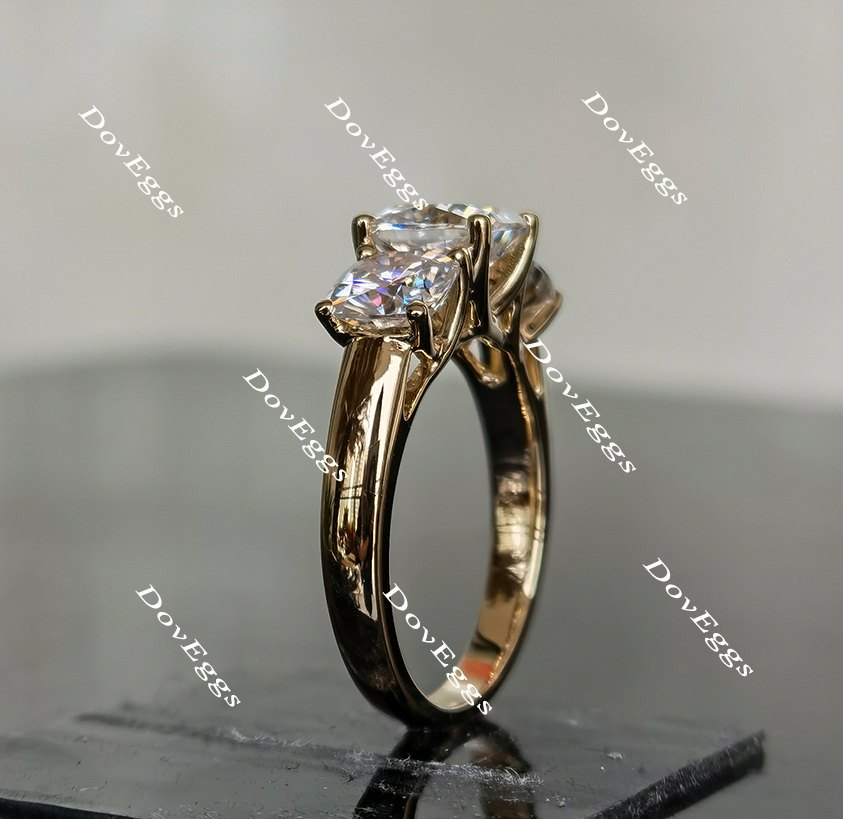 Doveggs cushion three-stone moissanite engagement ring