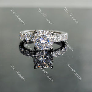 Doveggs round pave moissanite engagement ring