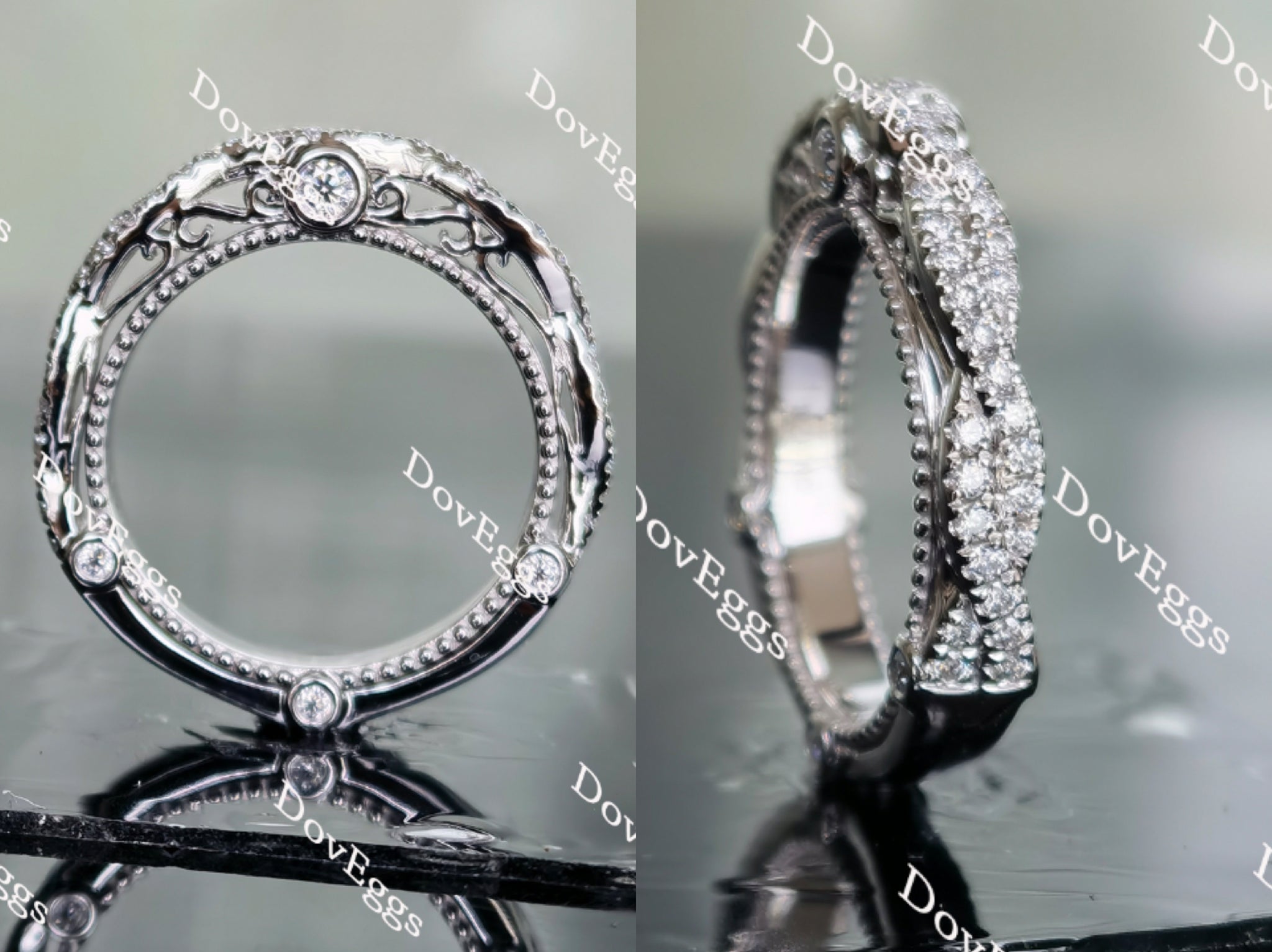 Doveggs round pave moissanite wedding band for women (wedding band only)-2.5mm band width