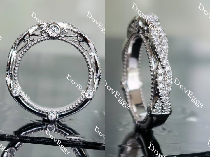 Doveggs round pave moissanite/lab grown diamond wedding band for women (wedding band only)-2.5mm band width