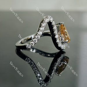 Doveggs pear curved wave pave colored moissanite ring