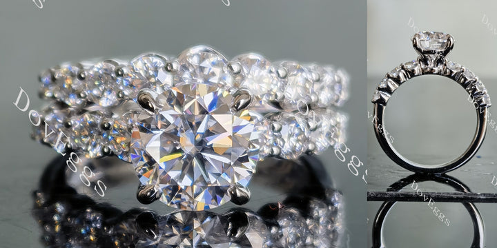 Round pave moissanite engagement ring (engagement ring only)| DovEggs - DovEggs-Seattle