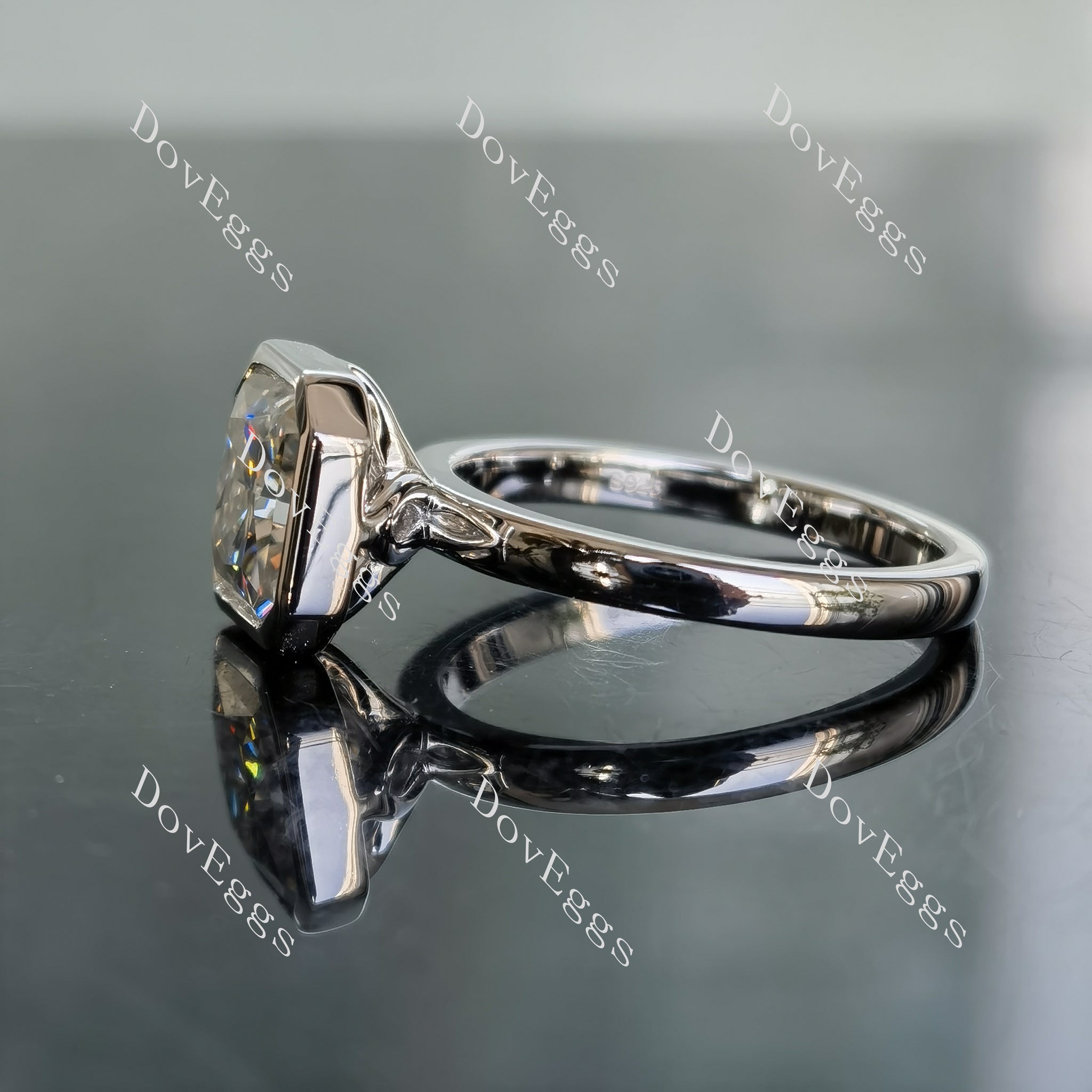 Wendyann's bezel setting radiant moissanite engagement ring