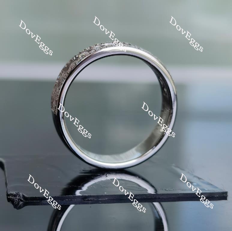 Doveggs princess round half eternity pave moissanite/lab grown diamond wedding band-6mm band width