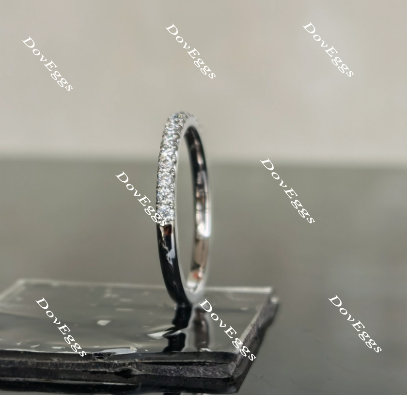 Doveggs half eternity pave moissanite/lab grown diamond guard ring/wedding band-1.8mm band width