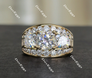 three-stone moissanite engagement ring