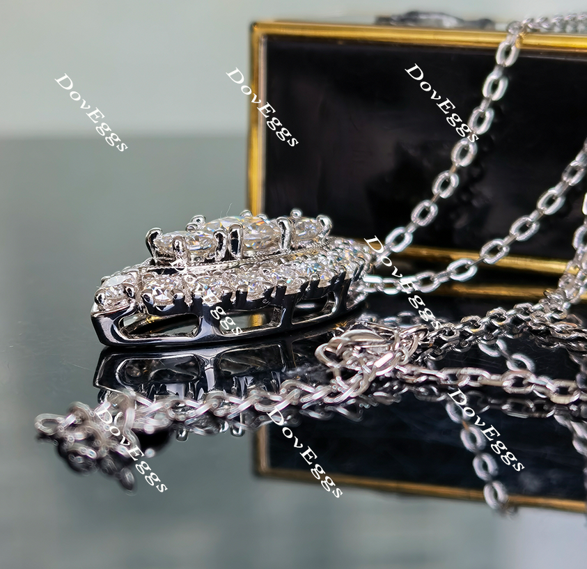Doveggs cushion halo moissanite pendant necklace for women (pendant only)