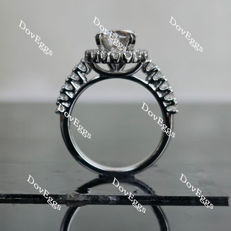 Doveggs round halo moissanite engagement ring