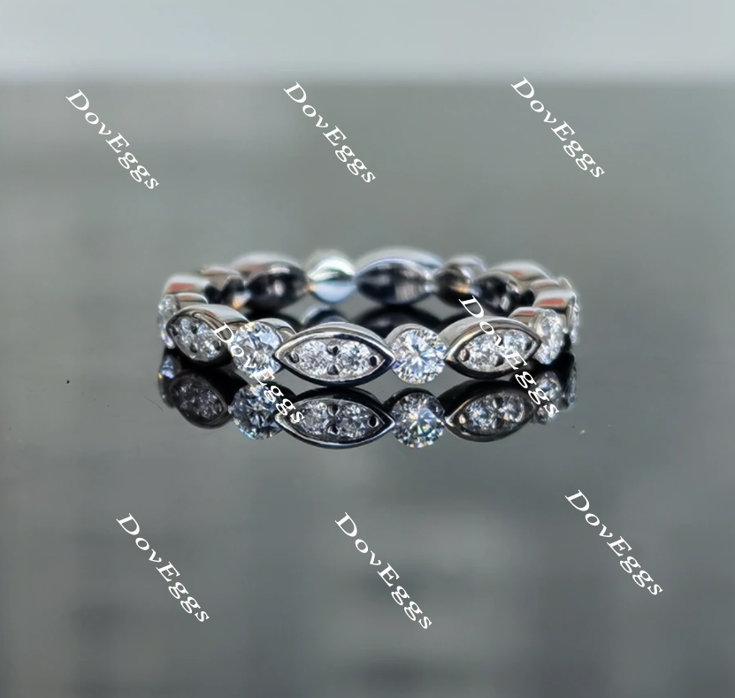 Doveggs round full eternity moissanite/lab grown diamond wedding bands-2.7mm band width
