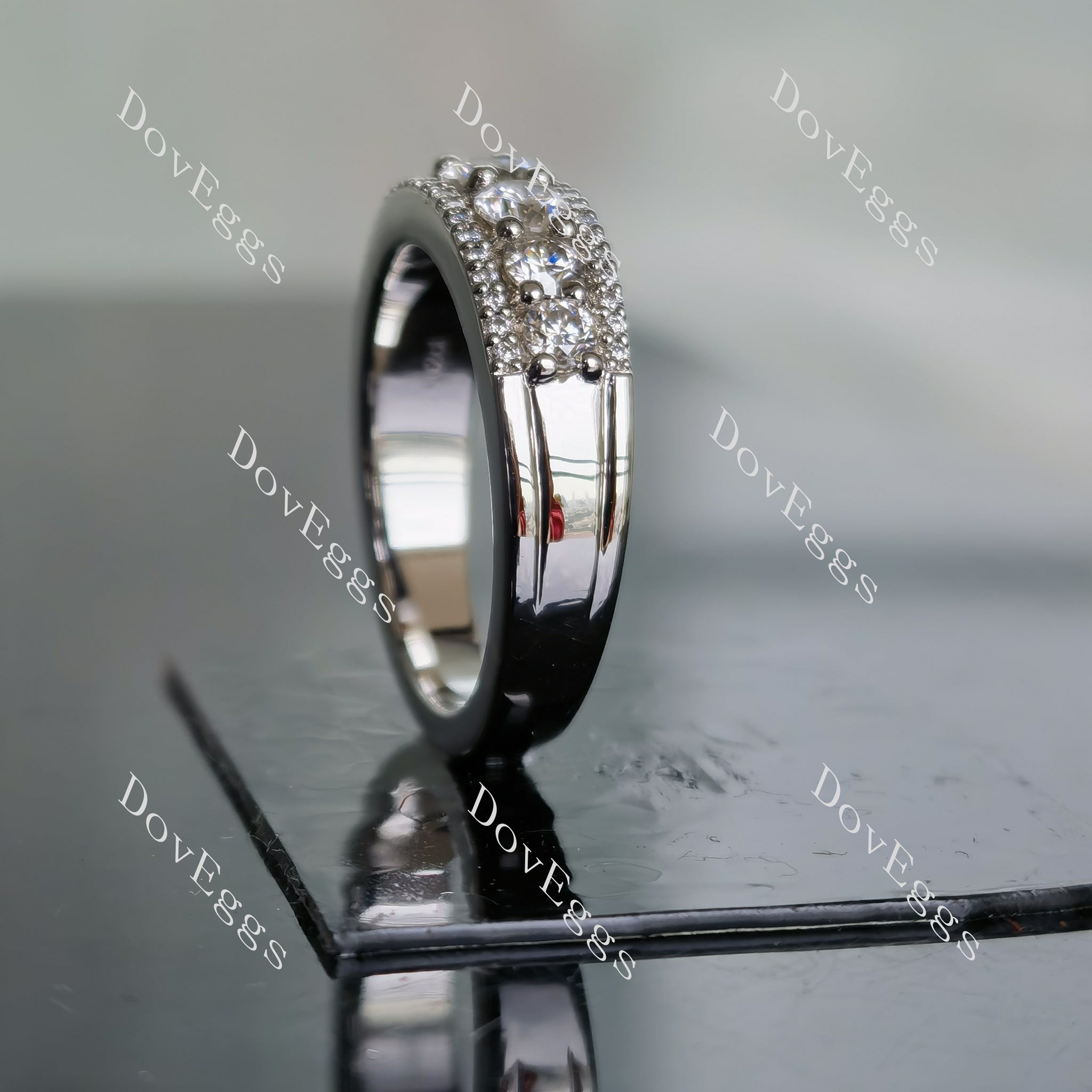 Doveggs round pave moissanite wedding band-3.0mm band width