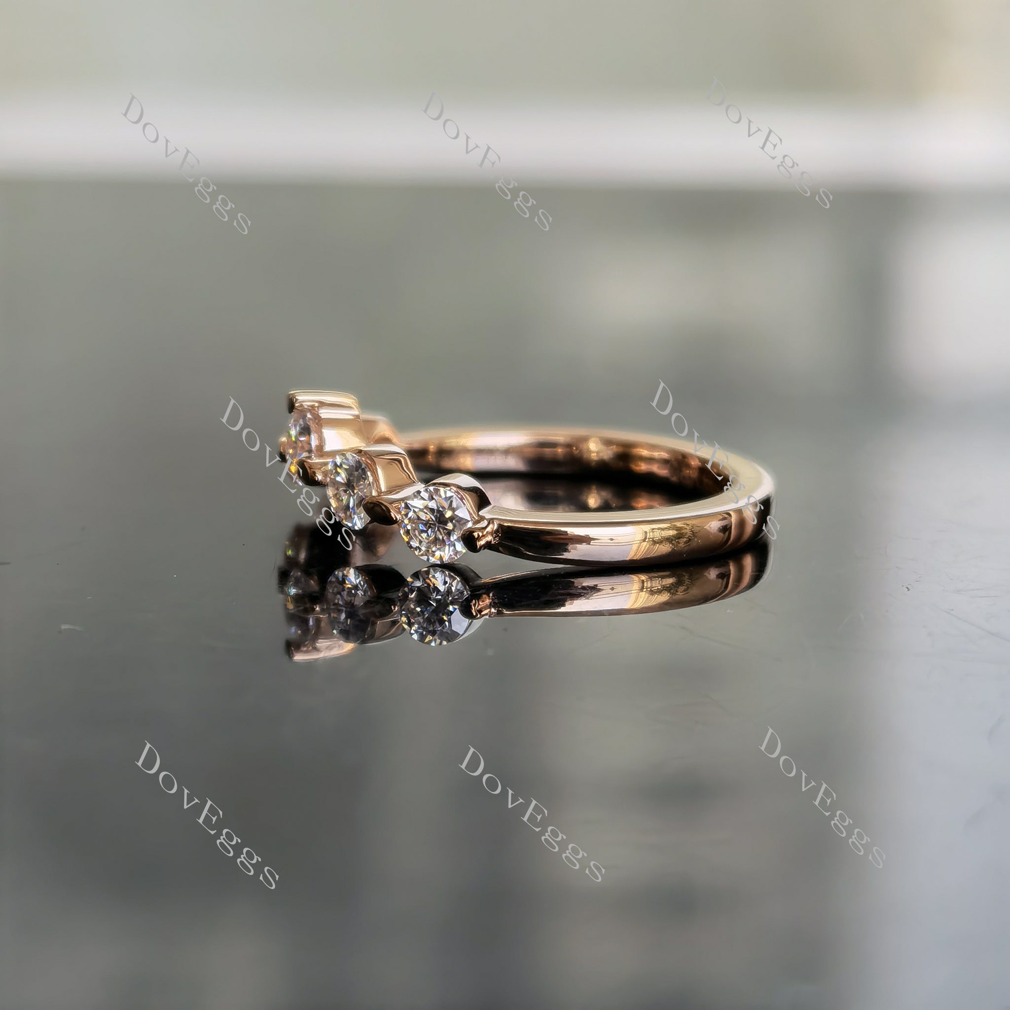 Doveggs round moissanite/lab grown diamond wedding band for women-1.7mm band width