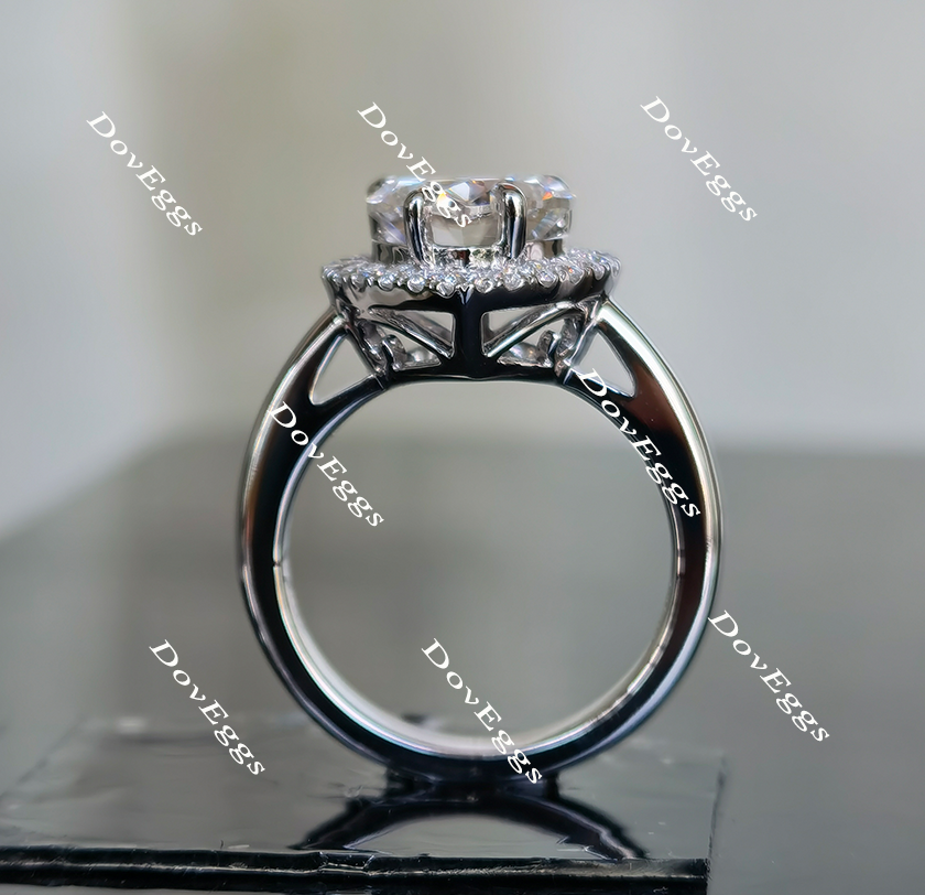 Doveggs heart halo moissanite engagement ring