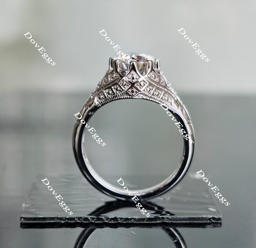 Doveggs round vintage moissanite engagement ring for women