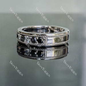 Doveggs round pave moissanite&colored gem wedding band-6mm band width