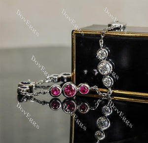 Doveggs round bezel moissanite/colored gem bracelet