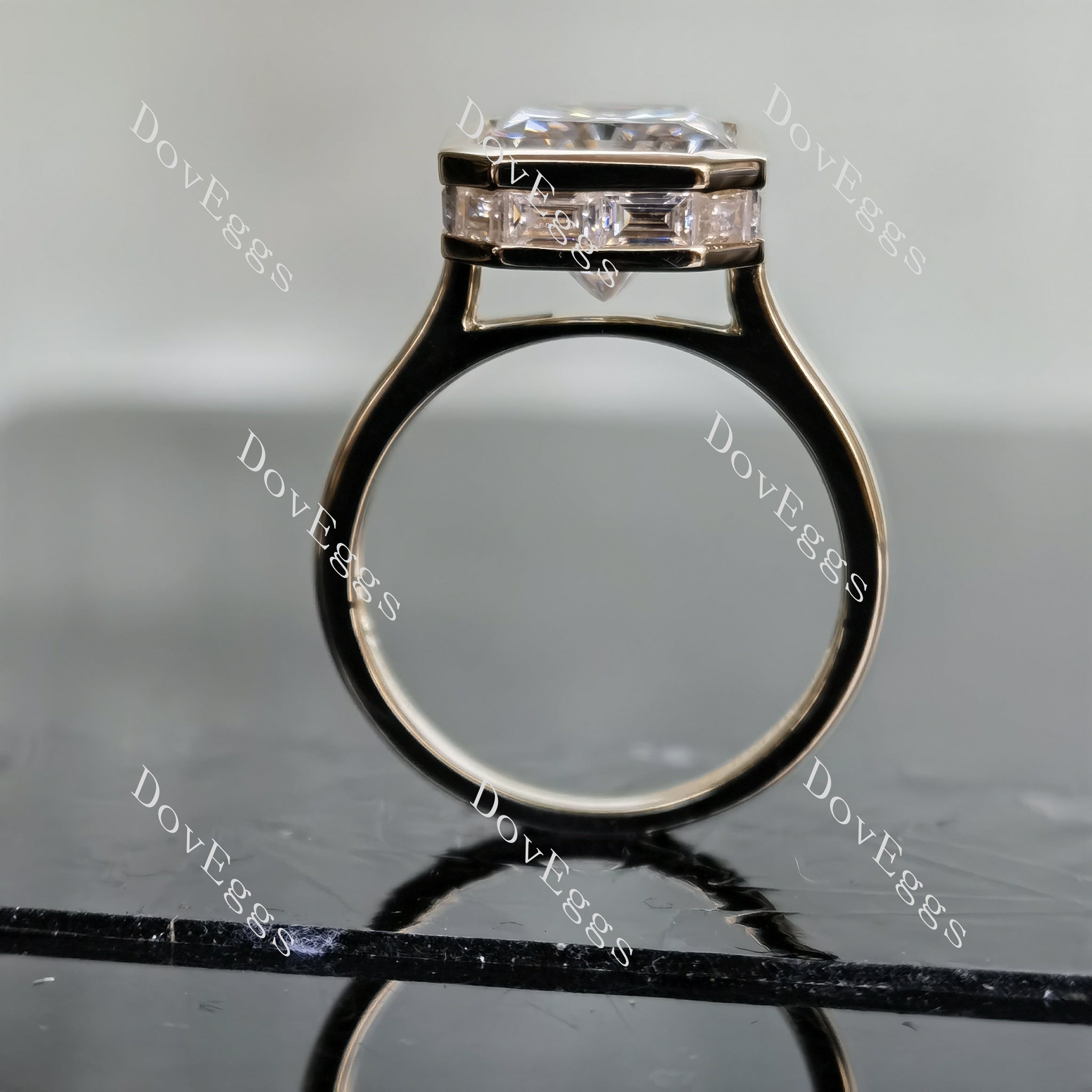 DovEggs bezel moissanite engagement ring