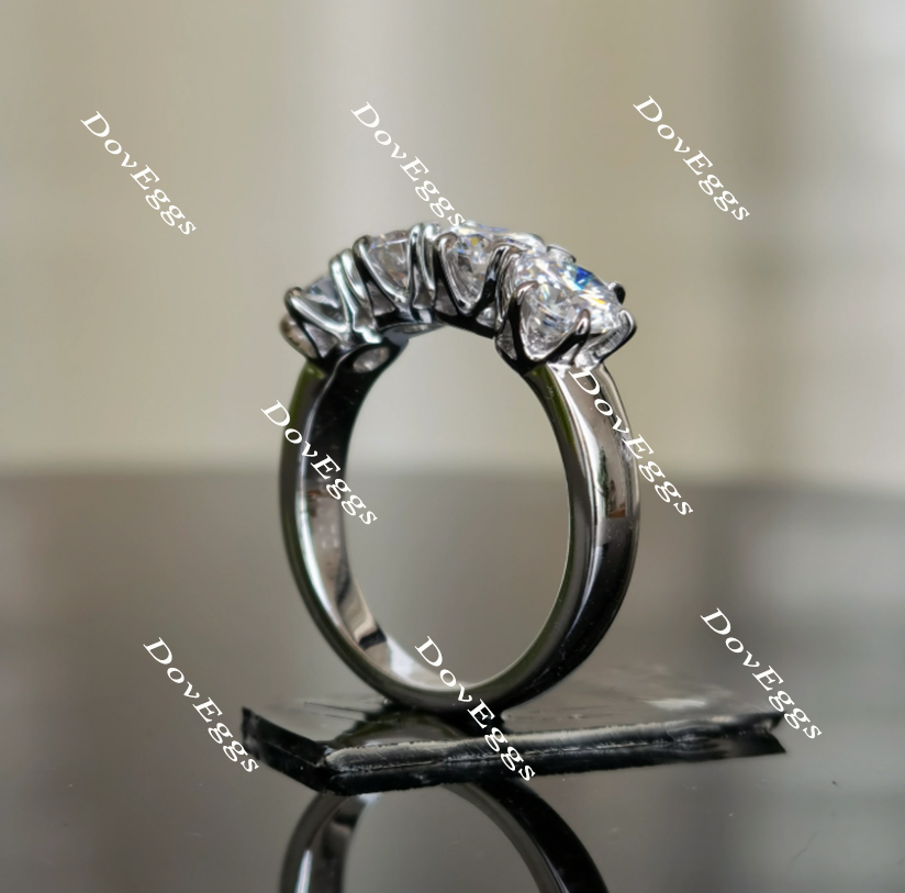 Doveggs round four stone moissanite ring/moissanite wedding bands-2.1mm band width