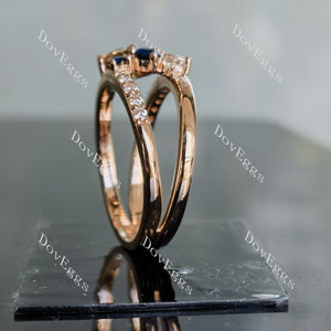 Amber cushion side stones split shank colored moissanite engagement ring