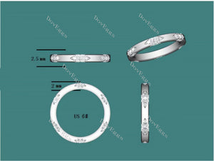 Doveggs round art deco moissanite/lab grown diamond wedding band-2.5mm band width