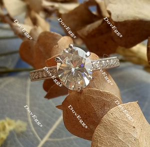 Doveggs oval vintage channel set moissanite engagement ring