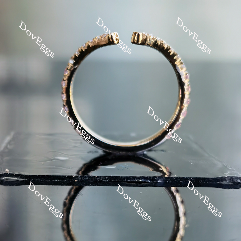 Doveggs round curved moissanite/lab grown diamond & colored gem wedding band-2.1mm band width