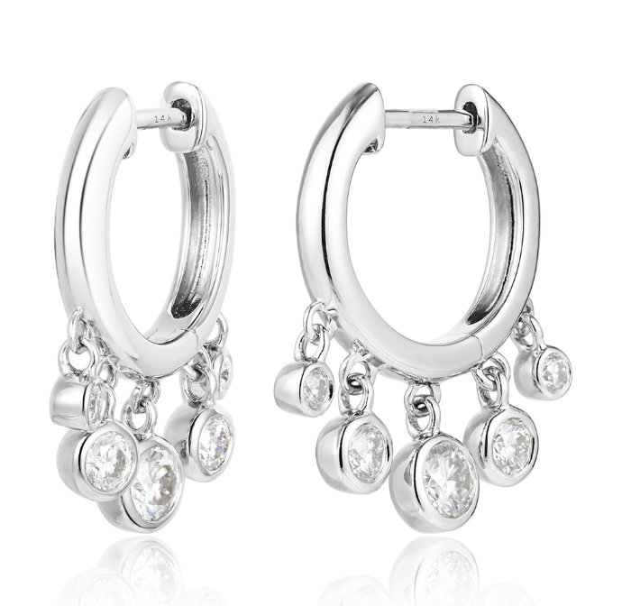 Doveggs sterling silver g-h color round moissanite hoop earrings