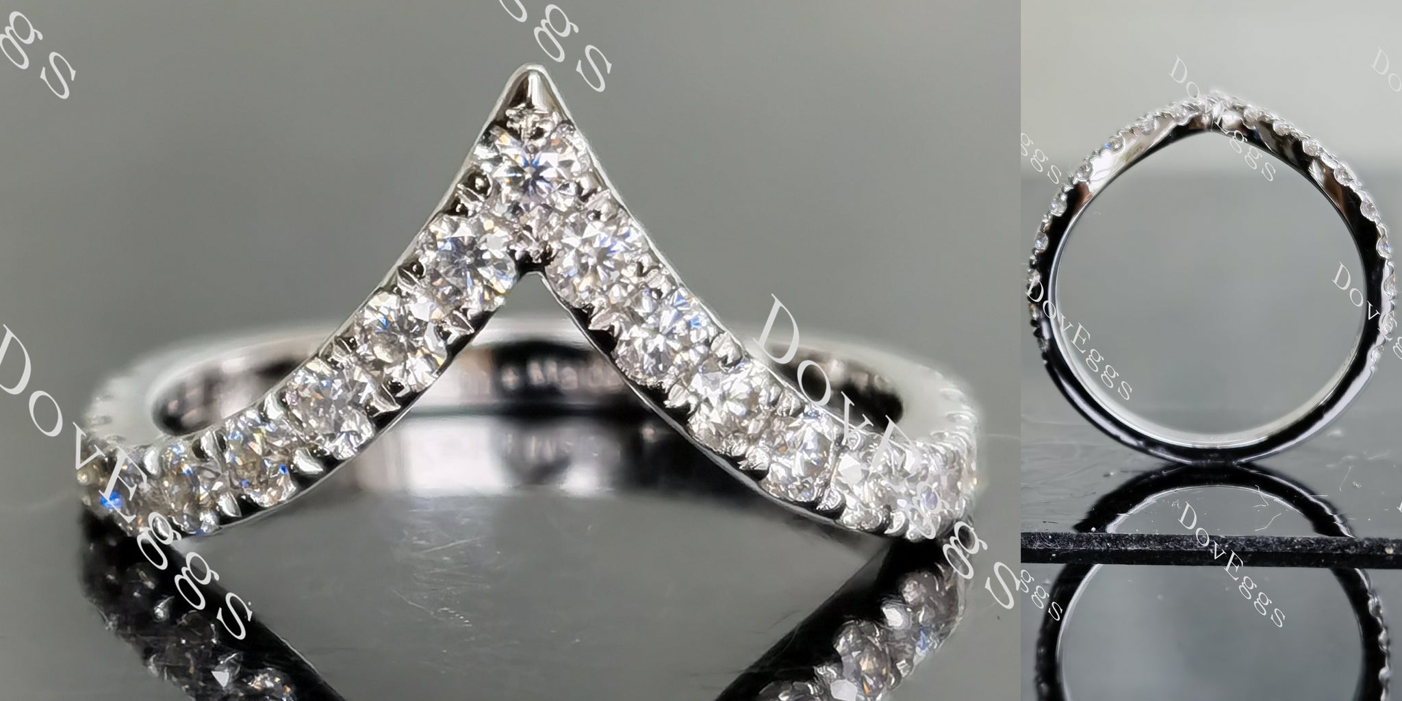 Doveggs round curved pave moissanite/lab grown diamond wedding band-2.2mm band width