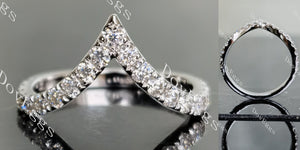 Doveggs round curved pave moissanite/lab grown diamond wedding band-2.2mm band width