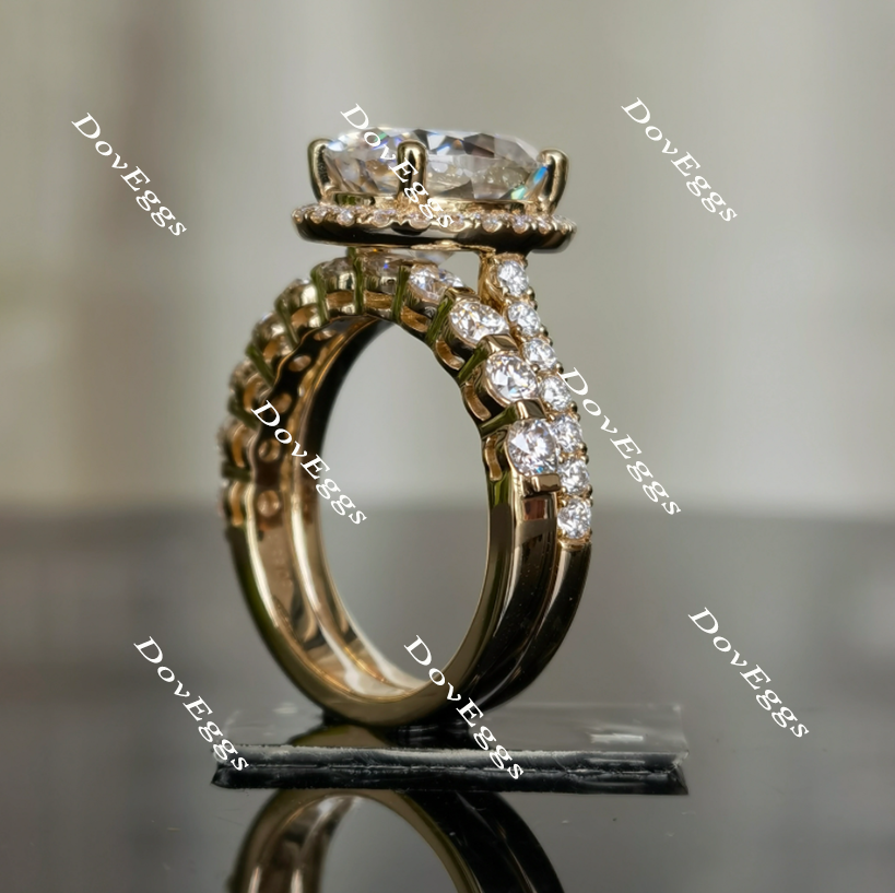 Doveggs oval halo moissanite bridal set (2 rings)